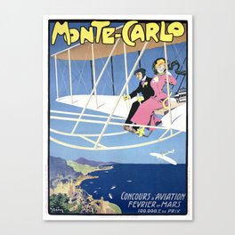 1910 Monte Carlo Aviation Competition Advertising Poster Canvas Print