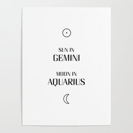 Gemini/Aquarius Sun and Moon Signs Poster