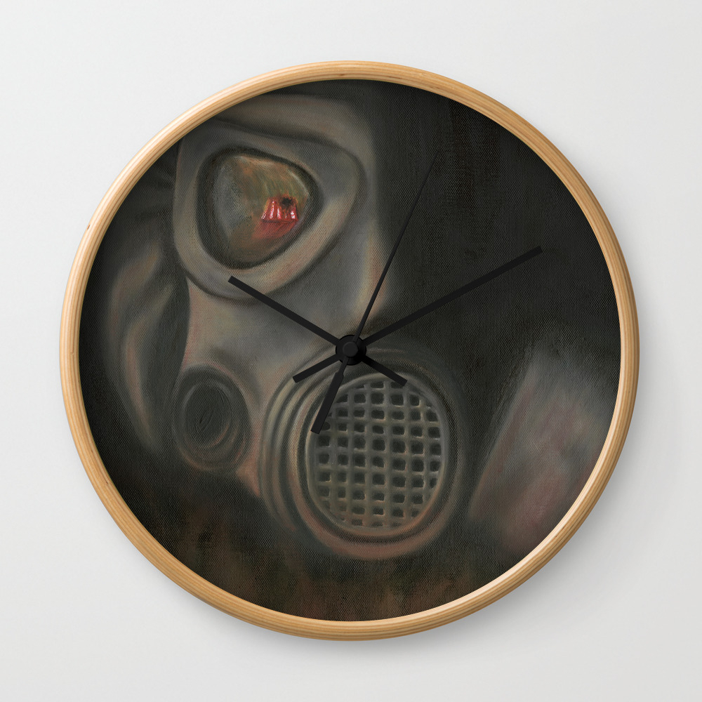 Freak Show Gas Mask Oil Painting Wall Clock By Shelbygrahamart