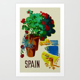 Retro Travel Poster - Spain Art Print