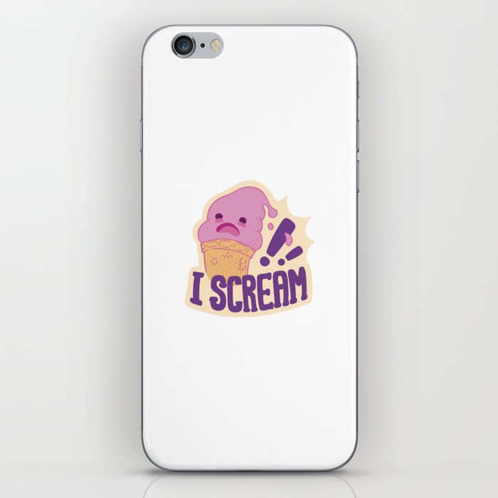 I Scream Cute and Funny Ice Cream Pun iPhone Skin
