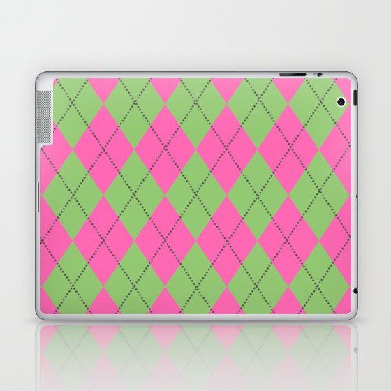 Geometric Argyle Triangle Neon Pink Pattern Laptop & iPad Skin