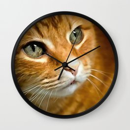 Adorable Ginger Tabby Cat Posing Wall Clock