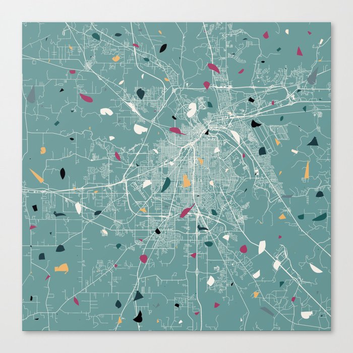 Shreveport, Louisiana - City Map - Aesthetic Canvas Print