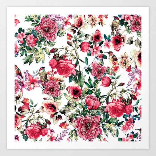 Flowers & Birds III Art Print