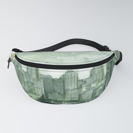 Seattle Skyline Watercolor Space Needle Emerald City 12th Man Art Fanny Pack