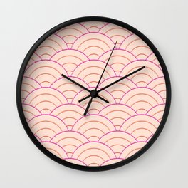 Peach Pink Art Deco Minimal Arch Pattern  Wall Clock
