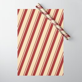 [ Thumbnail: Brown & Tan Colored Lines/Stripes Pattern Wrapping Paper ]
