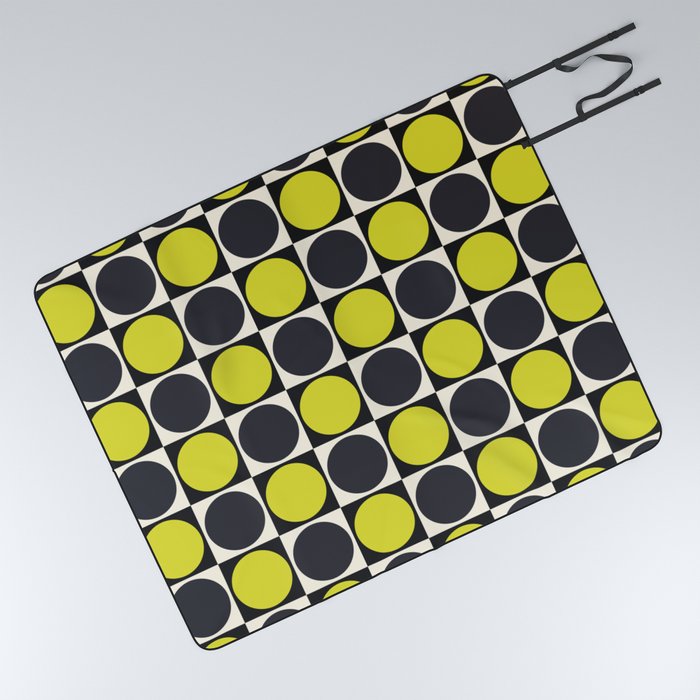 Colorful Dotted Checkered Retro Polka Dot Checkerboard Checked Dots Pattern Picnic Blanket