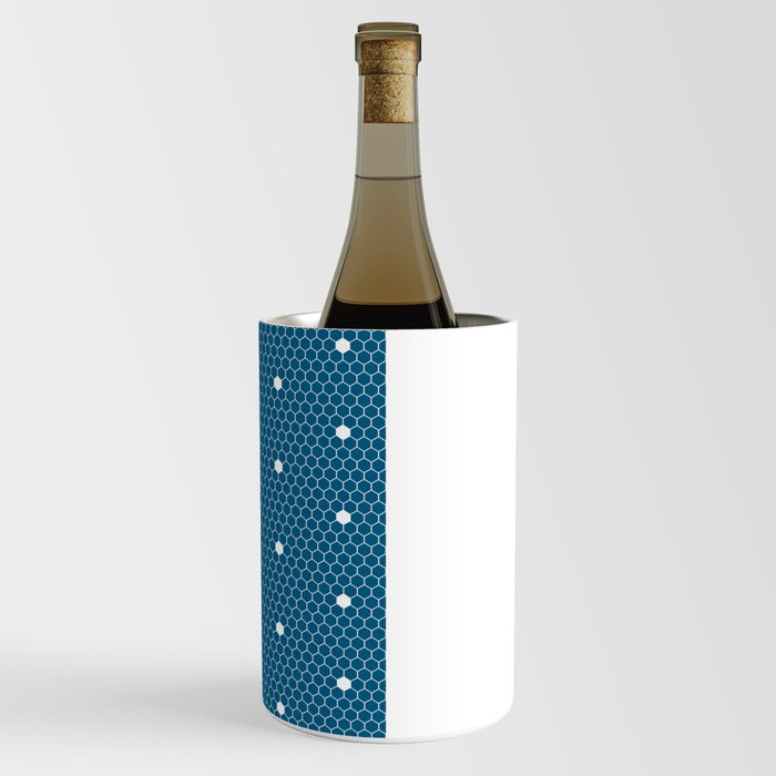 White Polka Dots Lace Vertical Split on Dark Blue Wine Chiller