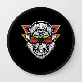 Angry Retro Gorilla Music Monkey Illustration Wall Clock