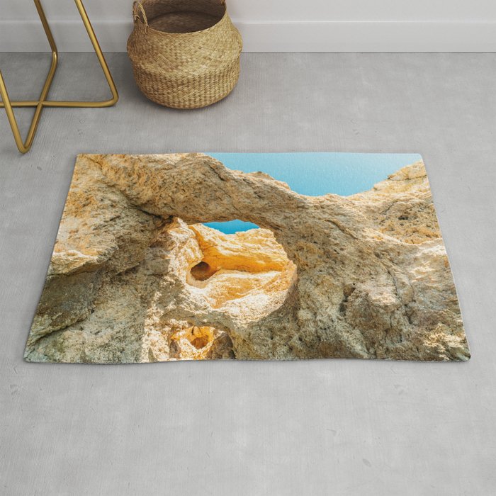 Natural Rock Formations In Lagos, Algarve Portugal, Travel Photo, Large Printable Photography Rug