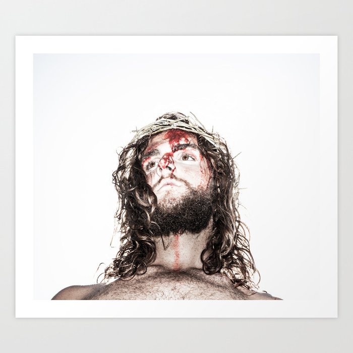 Silhouette Of Compassionate Face Of Jesus With Crown Of Thorns Art Print By Kbwills Society6