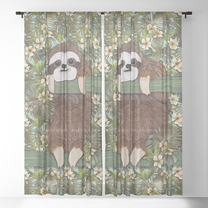 Tropical Sloth Sheer Curtain
