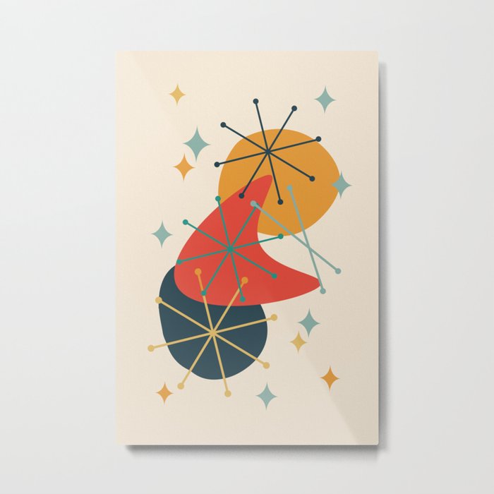 Mid Century Modern Atomic Age Abstract Orange Yellow