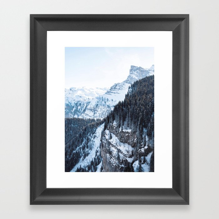 Snowy Mountain Landscape Framed Art Print by Andreas12 Society6