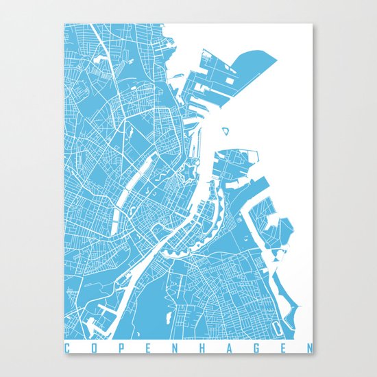 Copenhagen map blue Canvas Print