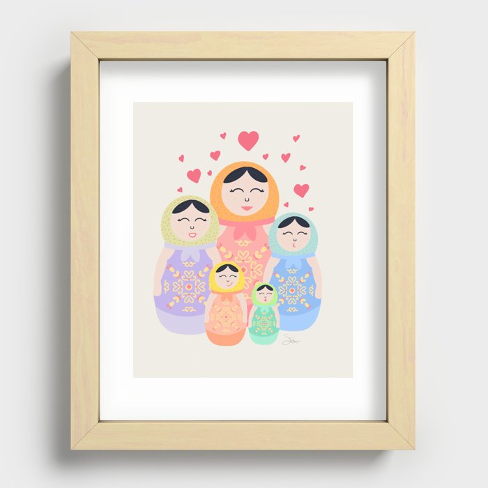 Folky Family Joy | Art Print Recessed Framed Print