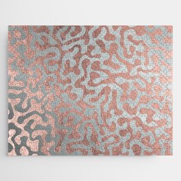 Modern Elegant Abstract Rose Gold Silver Pattern Jigsaw Puzzle