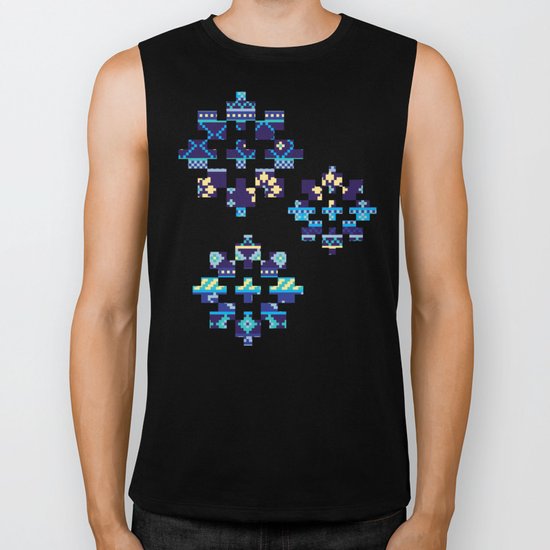 Cheery Blues Geometric Pattern Biker Tank