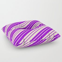 [ Thumbnail: Dark Violet and Bisque Colored Stripes/Lines Pattern Floor Pillow ]