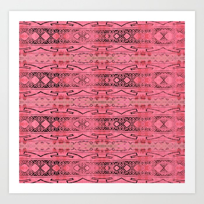 Vintage Tribal Distressed Coral Pink Art Print