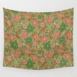 Retro Garden Party (green / pink)  Wall Tapestry