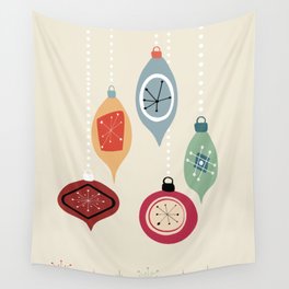 Retro Christmas Baubles Wall Tapestry