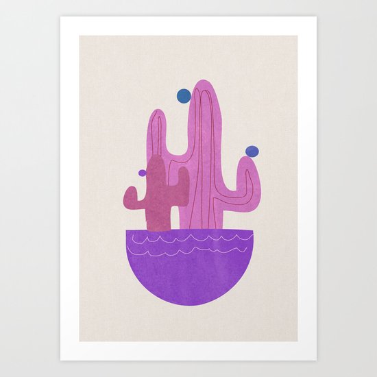 Purple Cactus Art Print