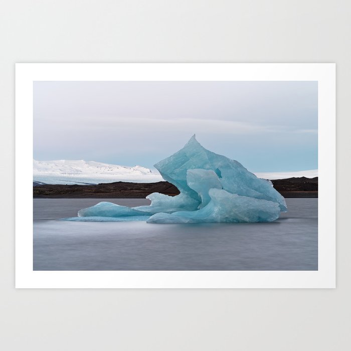 Big blue iceberg in front of a glacier Art Print