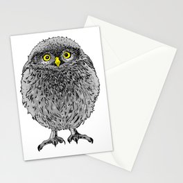 Fluffy cute baby owl Stationery Cards | Babyanimal, Fortoddlers, Realistic, Owlie, Forchildren, Puffy, Blackandwhite, Owl, Sweet, Baby 