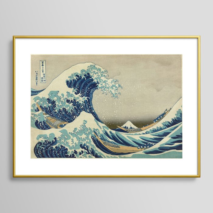 Great Wave Off Kanagawa (Kanagawa oki nami-ura or 神奈川沖浪裏) Framed Art Print