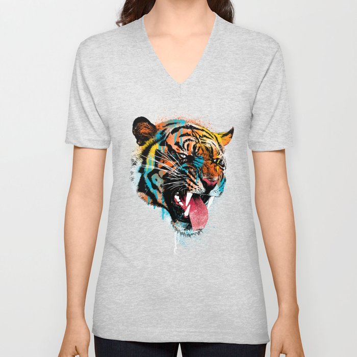 FEROCIOUS TIGER V Neck T Shirt