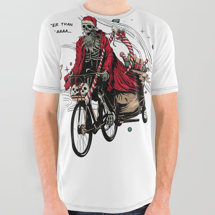 GRIM REPLACE SANTA'S JOB All Over Graphic Tee