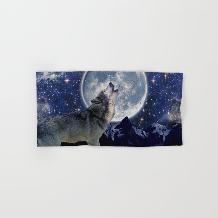 One Wolf Moon - Wildlife Art Hand & Bath Towel