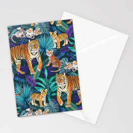 Family of Tigers (Turquoise)  Stationery Card