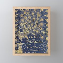 Pride and Prejudice by Jane Austen Vintage Peacock Book Cover Framed Mini Art Print
