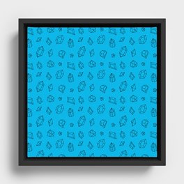 Turquoise and Black Gems Pattern Framed Canvas