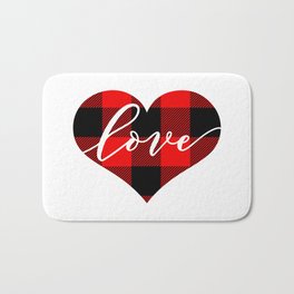 Heart With Plaid And Love Inside Bath Mat