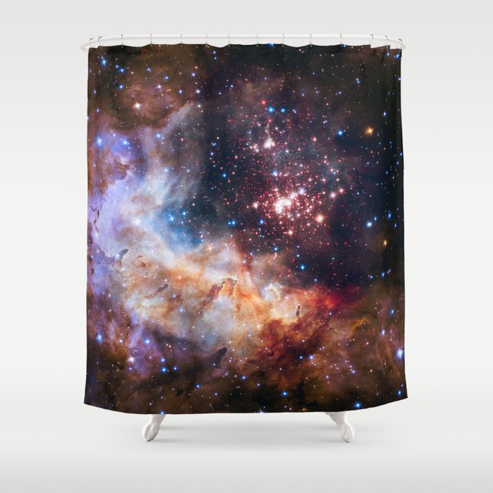 NASA Unveils Celestial Fireworks as Official Hubble 25th Anniversary Image Shower Curtain