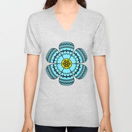 Hippie Geometric Flower V Neck T Shirt