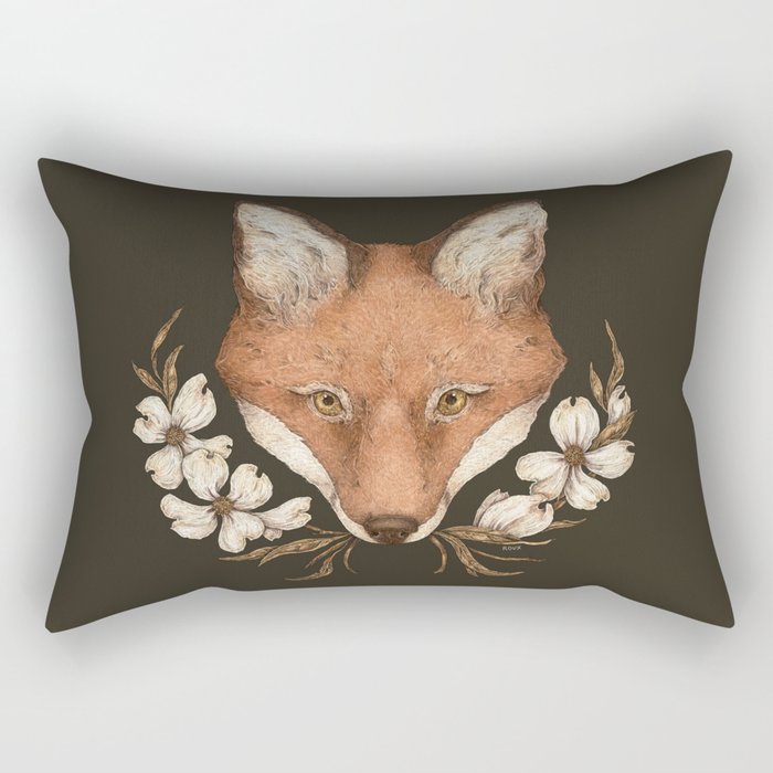 The Fox and Dogwoods Rectangular Pillow