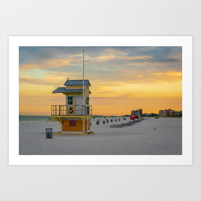 Clearwater Beach Florida Lifeguard Hut Ocean Landscape Tampa Bay Art Print
