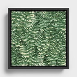 Vintage Ferns - Forest Green Framed Canvas