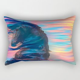 Black Arabian Horse Melted in a Sunset, Dreamy  Rainbow Unicorn Rectangular Pillow