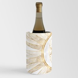 Elegant Gold Doodles Sun Moon Mandala Design Wine Chiller