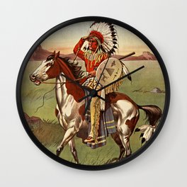 Indian Chief on his Horse in Wild West - 1905 Wall Clock