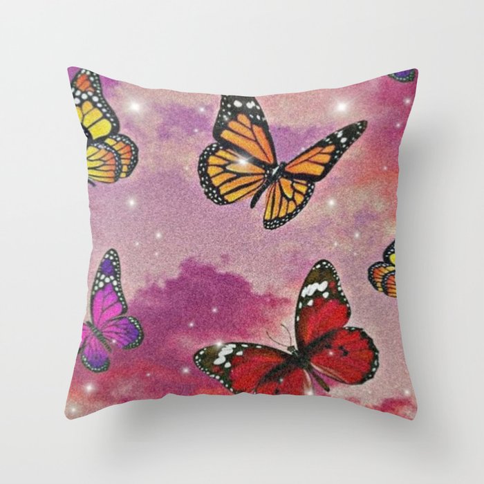 Whimsical Butterfly Aesthetic - Peaceful Portrait Throw Pillow