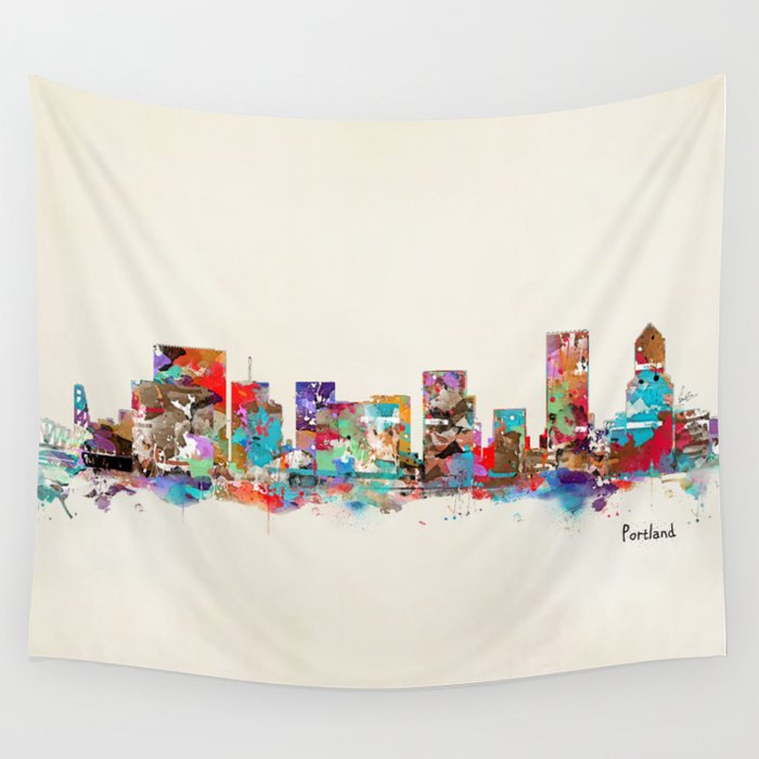 Portland Oregon skyline Wall Tapestry by bri.buckley  Society6