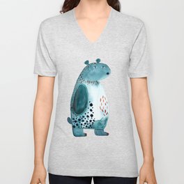 Blue Bear V Neck T Shirt
